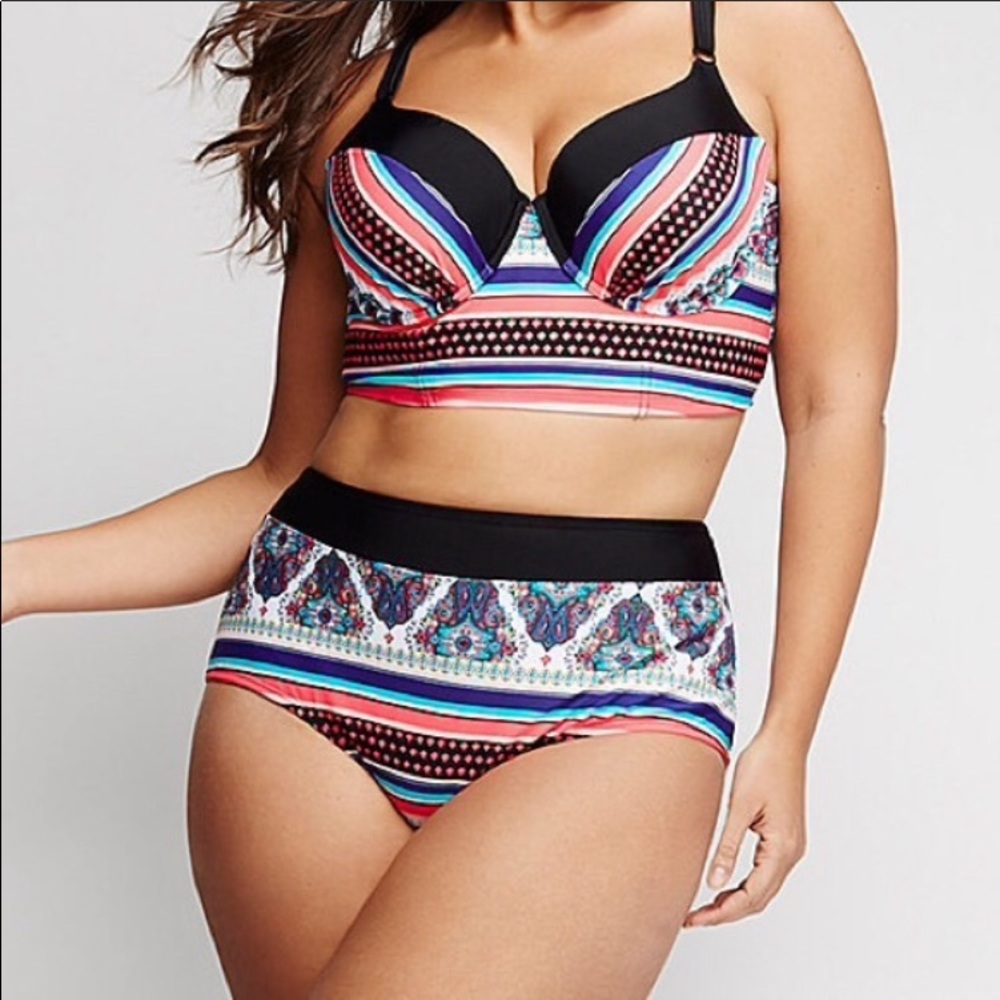 Cacique Lane Bryant Swim Suit Bikini Top Bottom